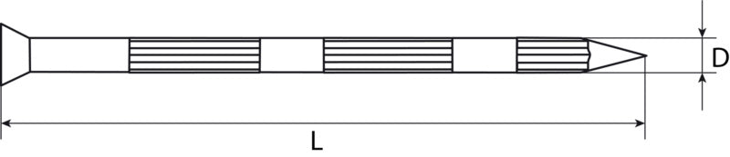 Steel nails, grooved, countersunk head