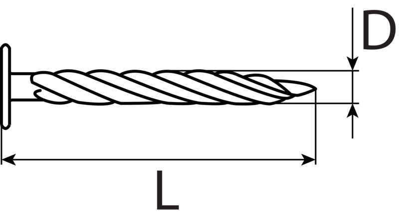 Clou torsadé, acier zingué