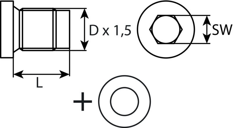 Ölablassschraube M18 x 1,5 x 26 mit Dichtring, Stahl verzinkt