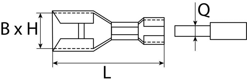 Cosse plate femelle, non isolée