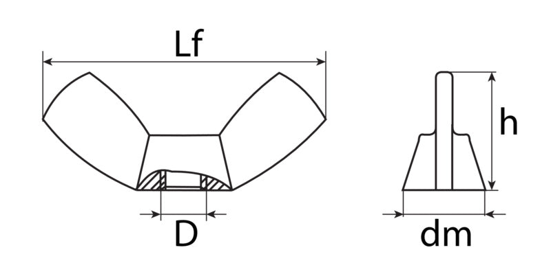 Écrou papillon, forme américaine, acier zingué