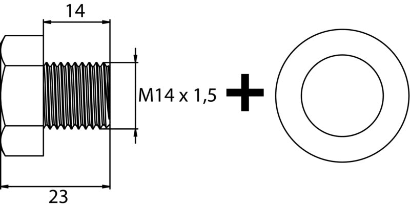 Bouchon de vidange M14 x 1,5 x 14 avec joint d'étanchéité, en acier zingué