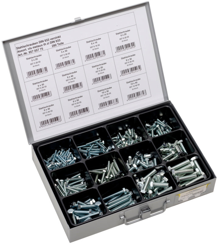 Assortment, screws 8.8. DIN 933 zinc-plated screws