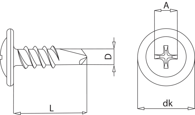 Dry wall screw, profile connection screw, flat head, drill tip